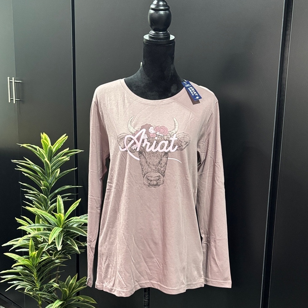 Ariat Real Fawna Screenprinted graphic logo,jersey like fabric long sleeve Tee